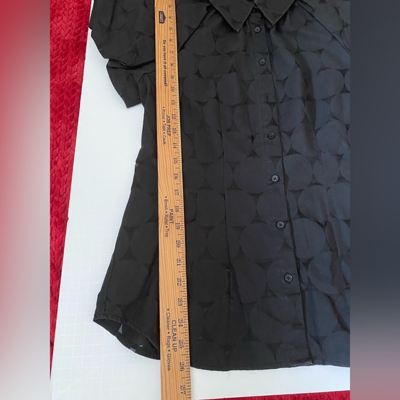 Express Design Studio women’s collar top button down black short puff sleeves M - Picture 5 of 14